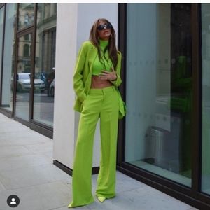 NWT Zara Neon Green Trousers